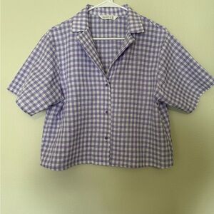 Purple Checkered Button-Up Shirt